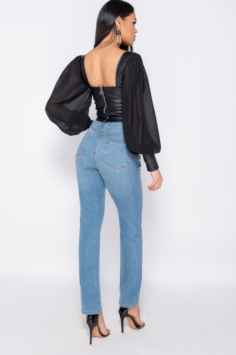 Black - Vegan Leather Long Sleeve - Adami Dolls