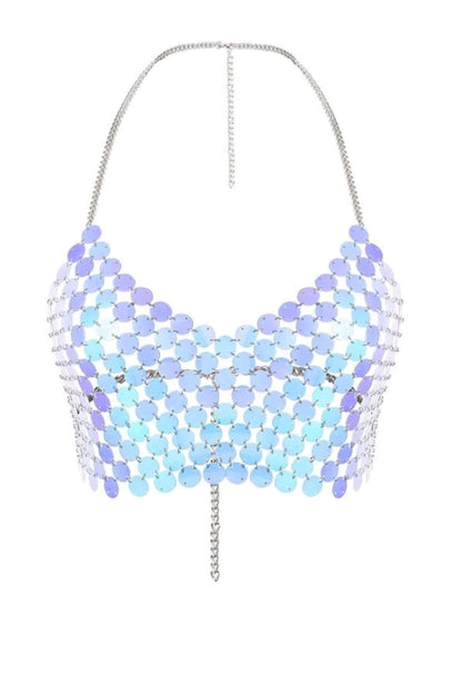 Iridescent Chain Holographic Crop Top