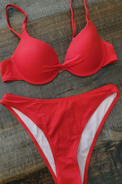 Red - Padded Push up bikini set