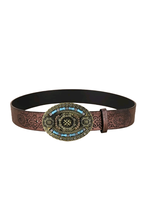 Turquoise - Western Faux Leather Belt