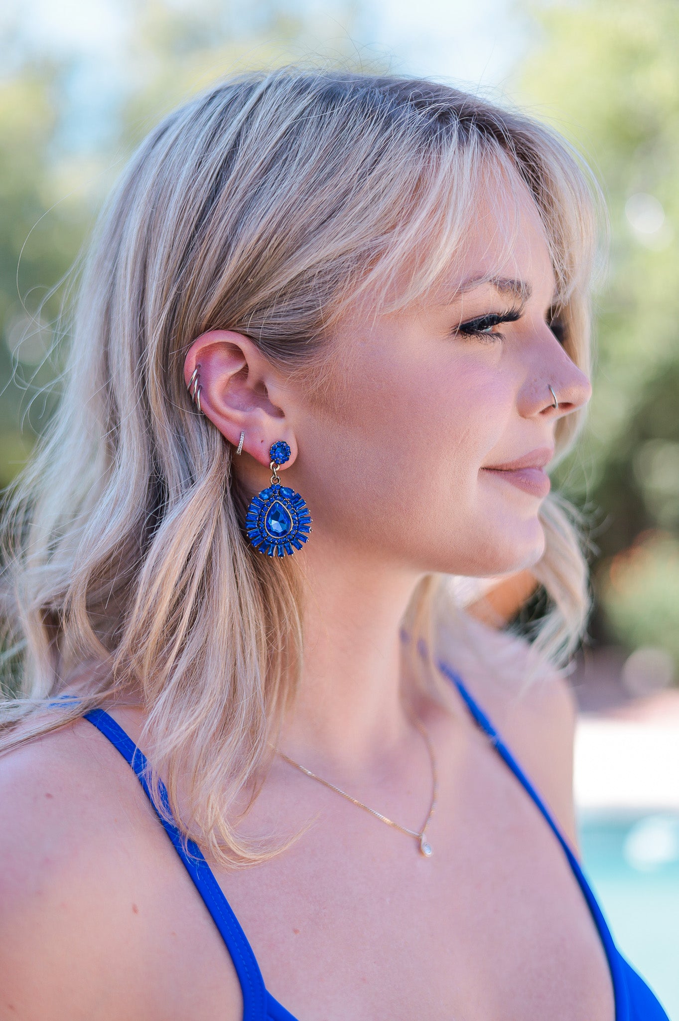 Royal Blue  - Glamorous Rhinestone Statement Earrings
