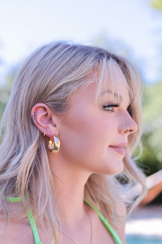 Gold - Chunky Small Hoop Earrings
