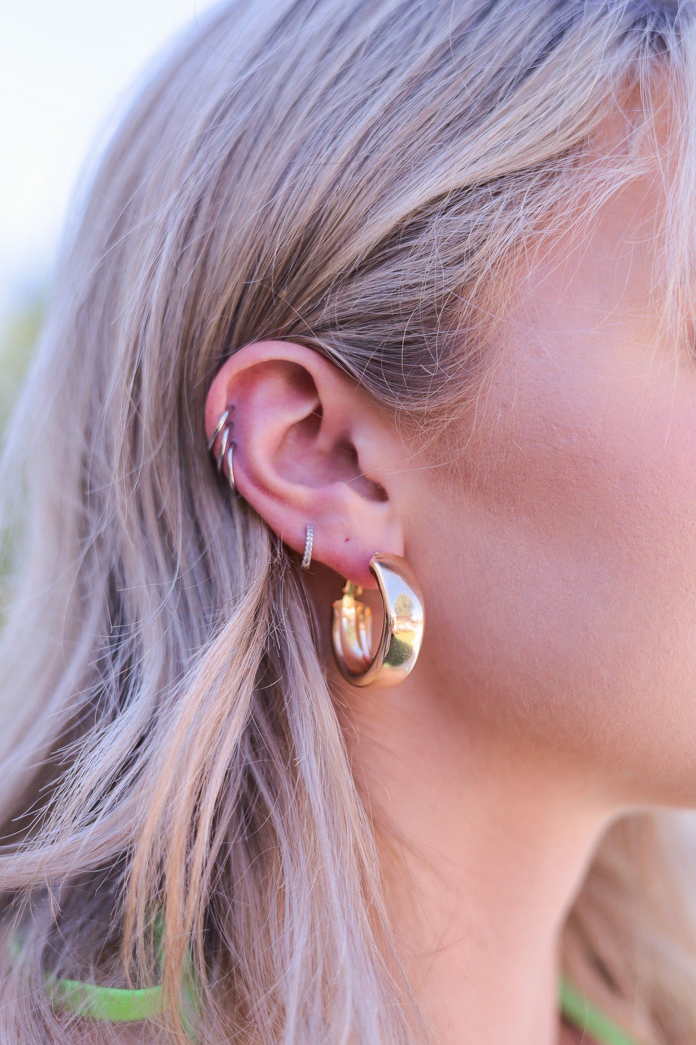 Gold - Chunky Small Hoop Earrings