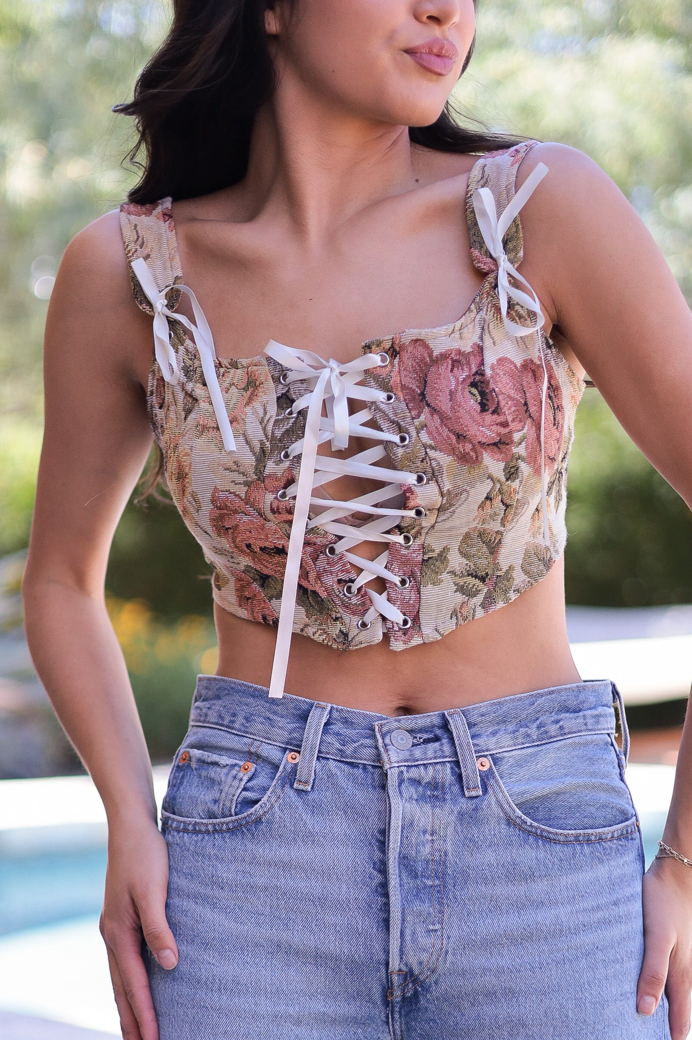 Medieval Times Floral Corset Top