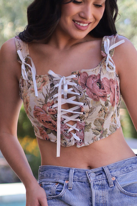 Medieval Times Floral Corset Top