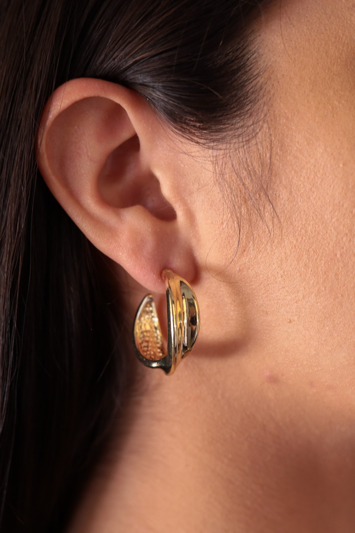 Gold - Chunky Twist Small Hoop Earrings