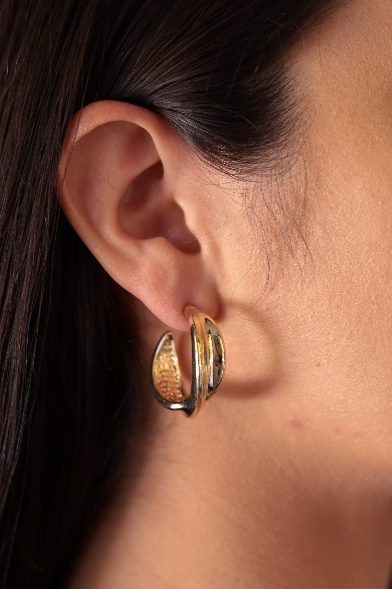 Gold - Chunky Twist Small Hoop Earrings