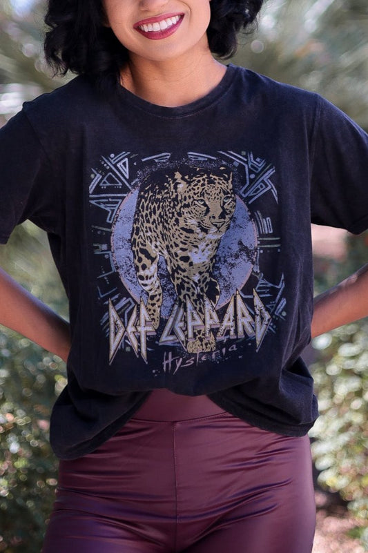 Def Leppard - Washed Black Graphic Band Tee