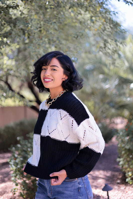 Checkerboard Fall Sweater