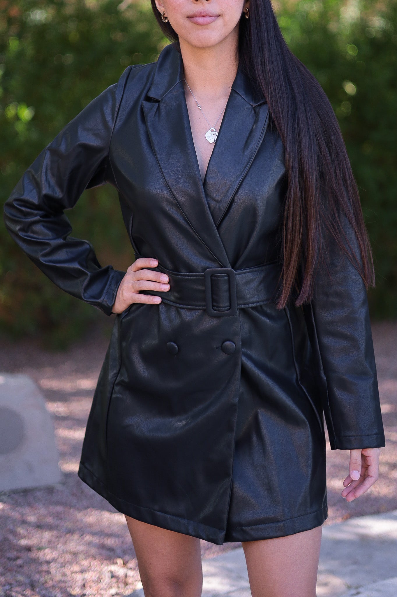 Black- Vegan Leather Boss Babe Dress Jacket