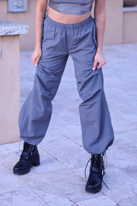 Charcoal Parachute Cargo Pants