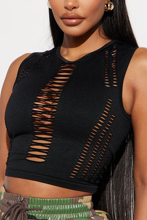 Black - Baddie Cutout Top