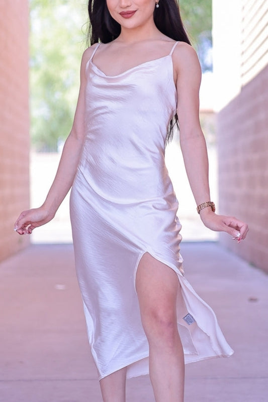 Ivory - Pearly Satin Midi Dress