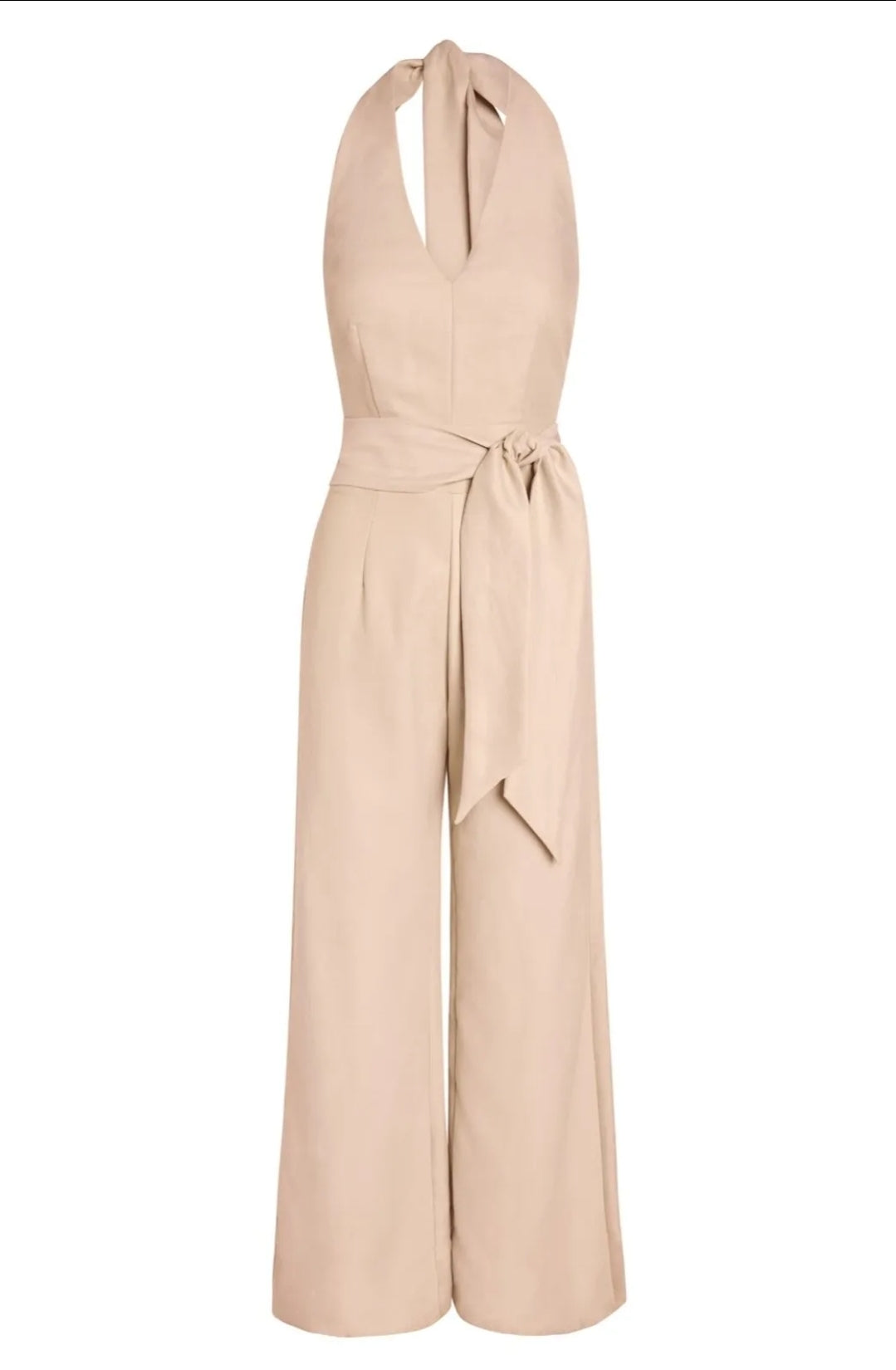Willow Taupe Rose VICTOR Halter Neck - 70's Vibe Wide Leg Jumpsuit