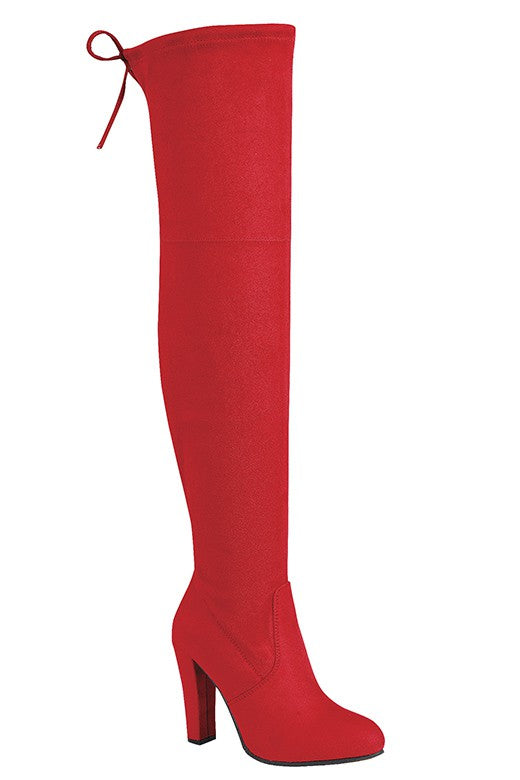Red - Suede Over the Knee Boots