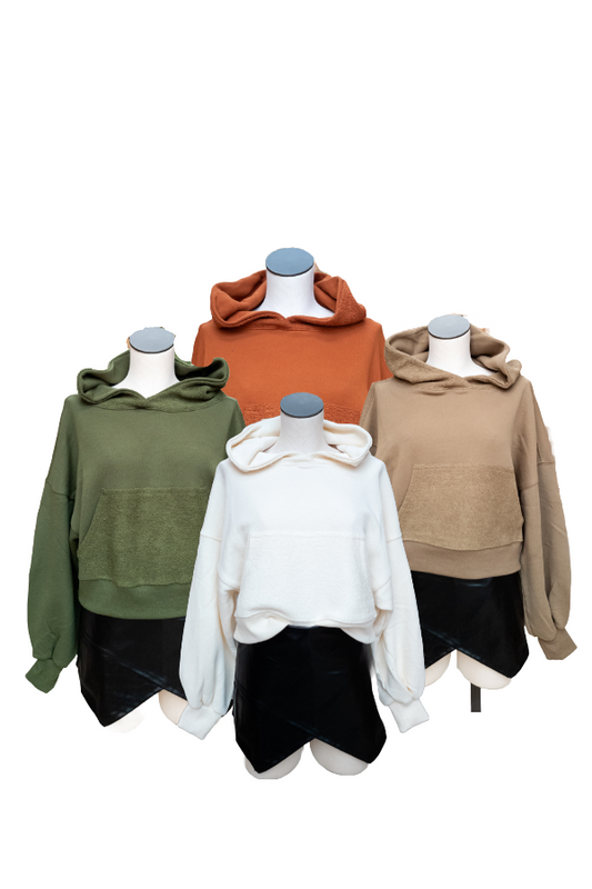 Oversized Terry Cropped Hoodie