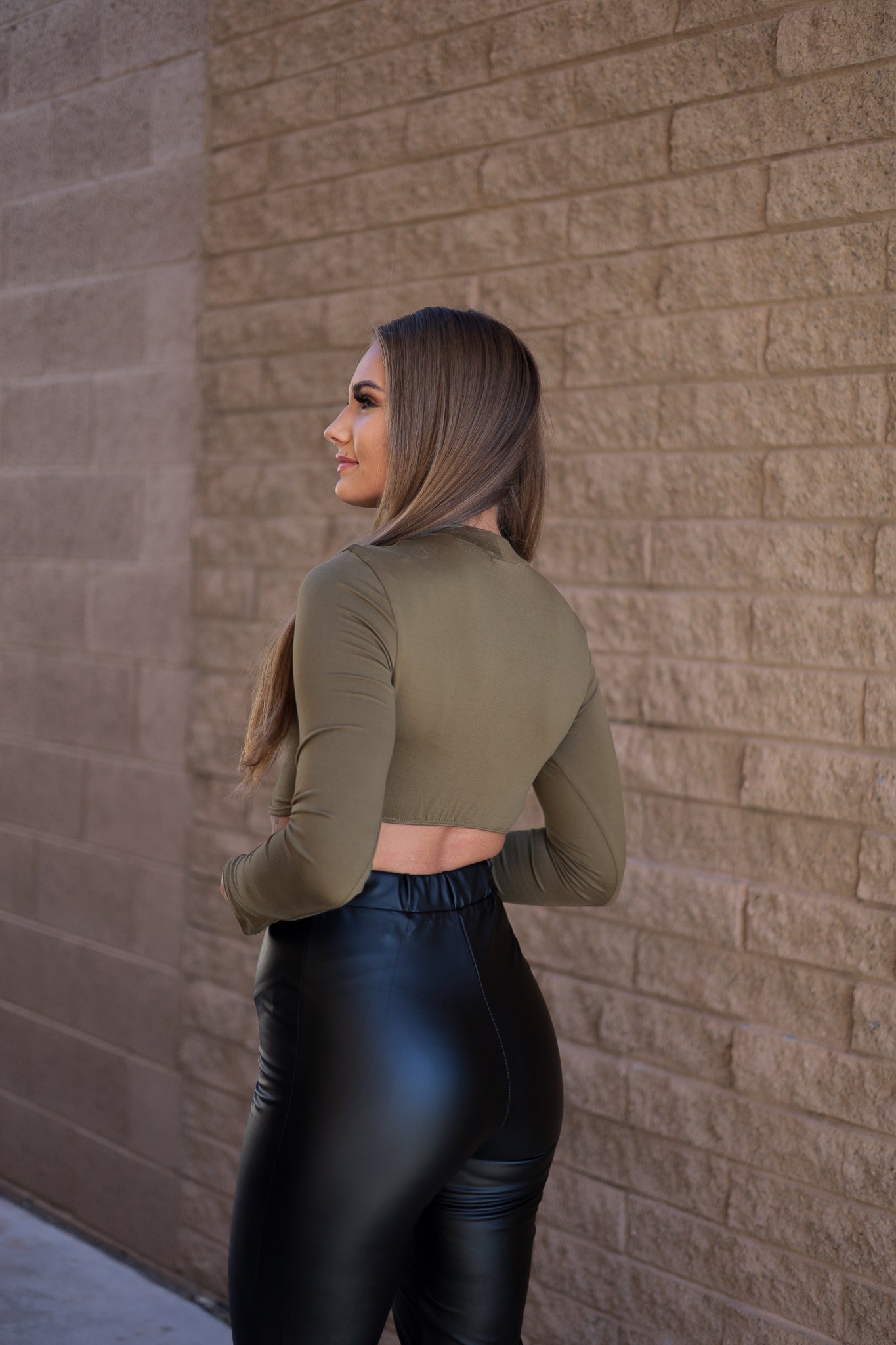 Olive - It's a Vibe Long Sleeve Crop Top