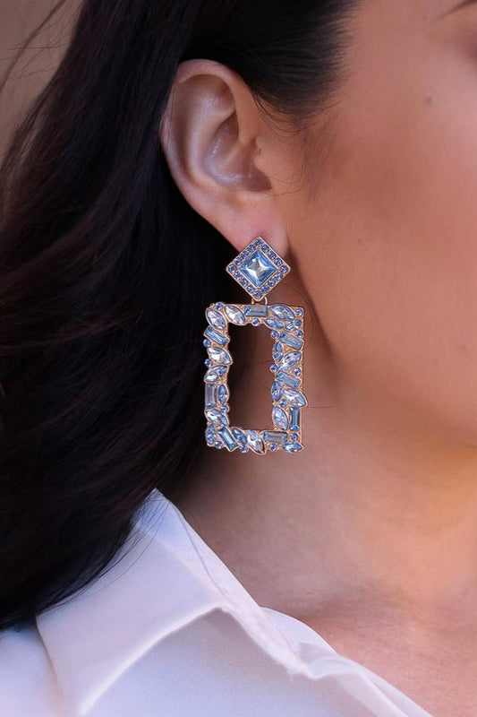 Blue - Rectangle Statement Earrings