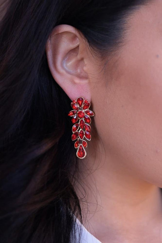 Red - Waterfall Statement Earrings