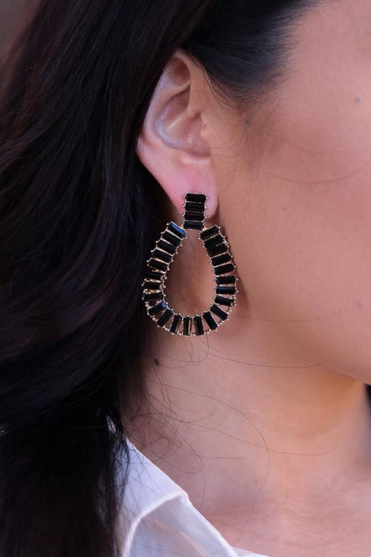 Black - Teardrop Statement Earrings