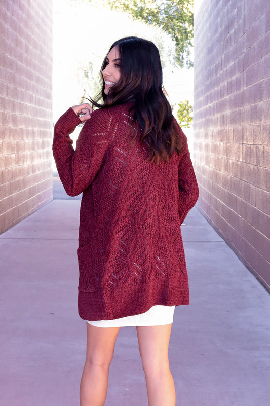Burgundy - Give Me Snow Chenille Cardigan