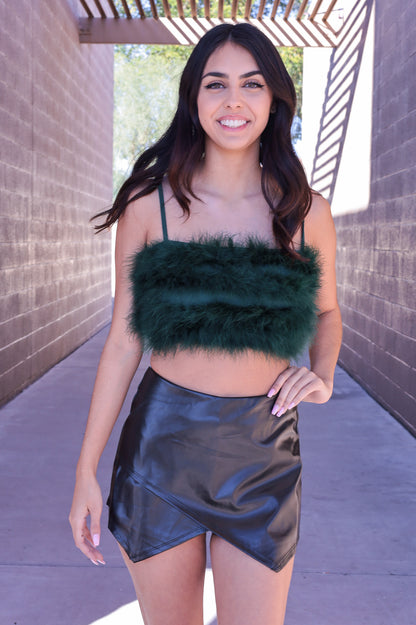 Hunter Green - I'm HER Feather Crop Top