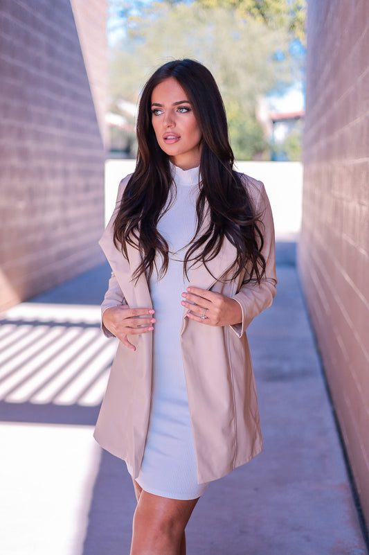 Beige - Vegan Leather Jacket