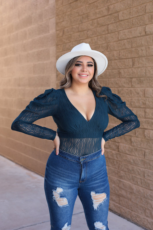 Teal - Night Out Lace Bodysuit