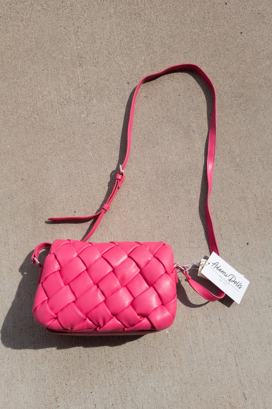 Hot Pink Braided Cross Body Bag