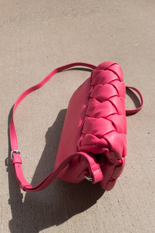 Hot Pink Braided Cross Body Bag