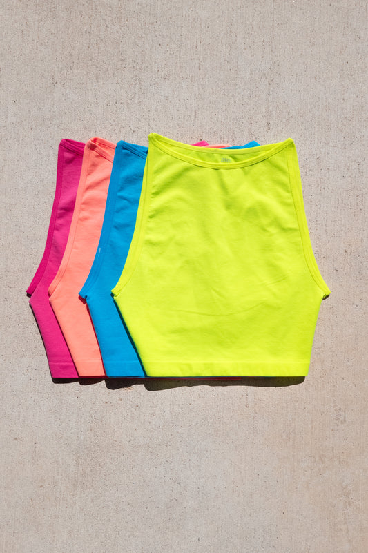 Janny High Neck Neon Crop Tank