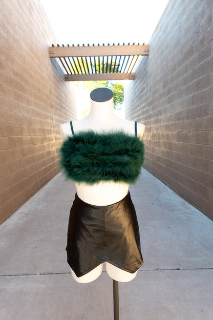 Hunter Green - I'm HER Feather Crop Top