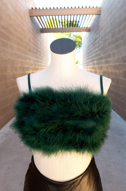 Hunter Green - I'm HER Feather Crop Top
