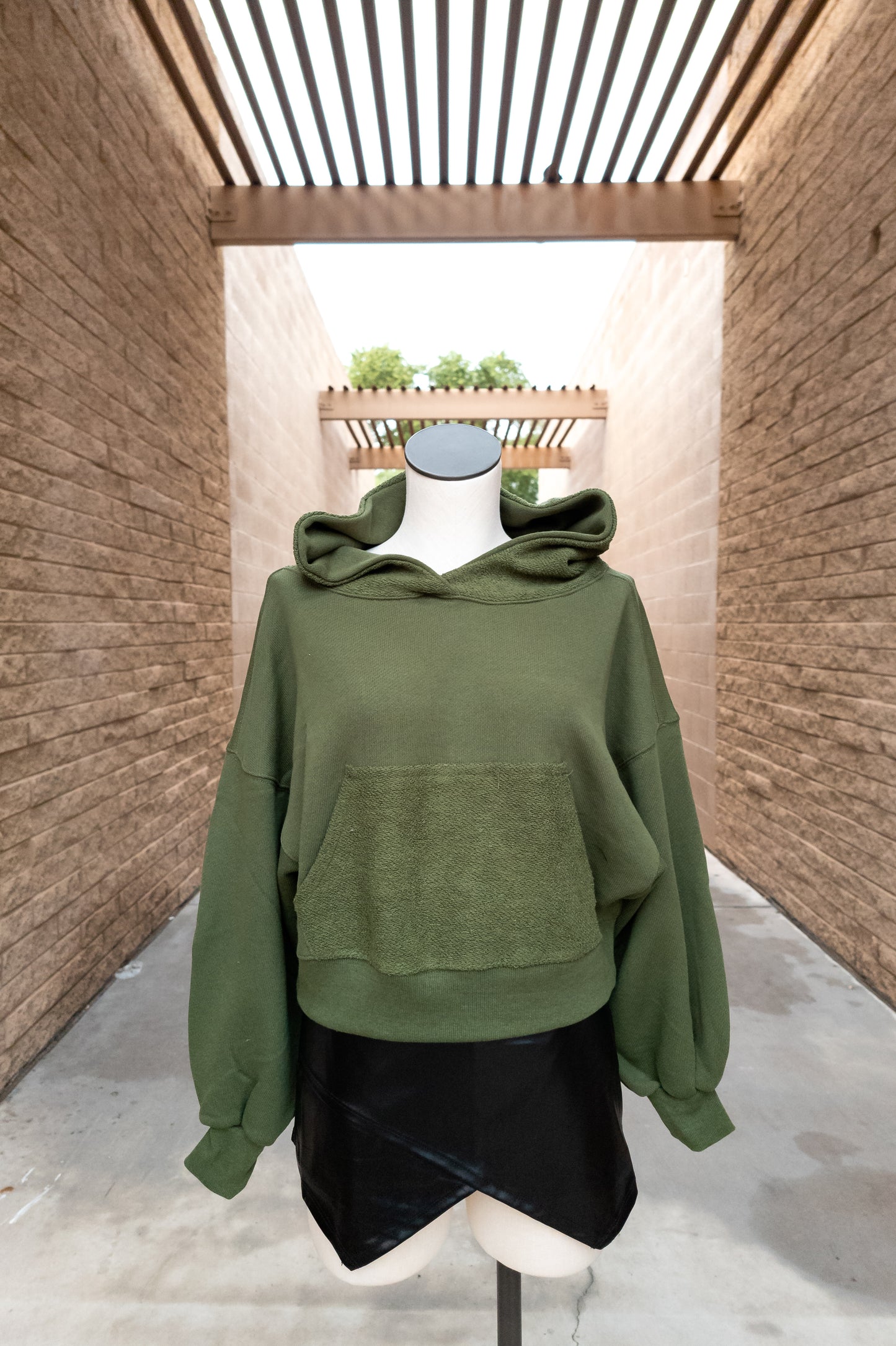 Oversized Terry Cropped Hoodie