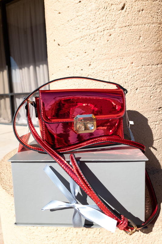 Red - Metallic Crossbody Bag