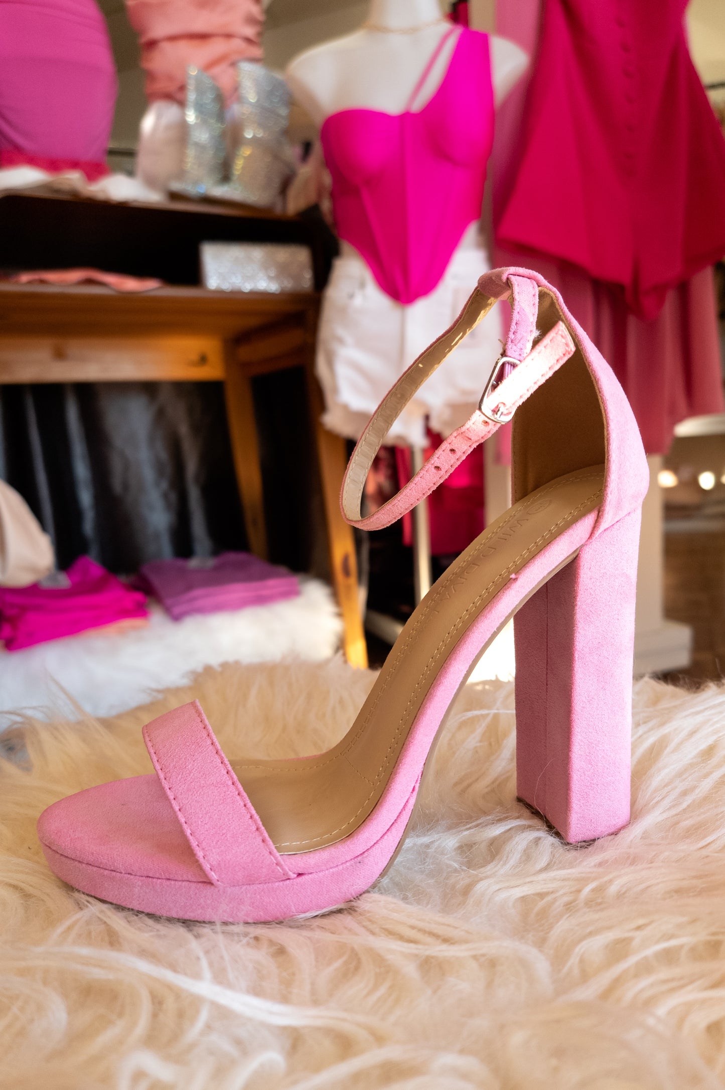 Light Pink - Suede Heels (Small Platform)