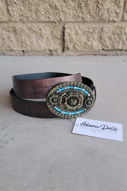Turquoise - Western Faux Leather Belt