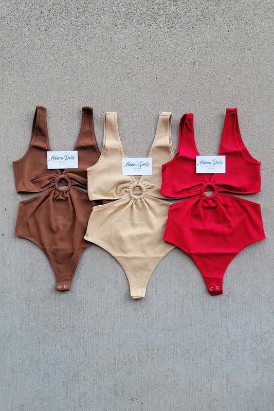 Super Down Cutout Thong Bodysuit