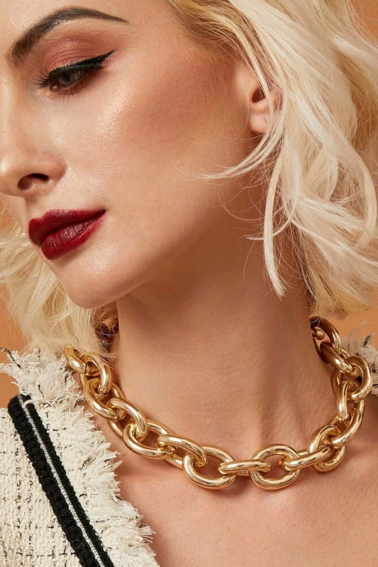 Gold - Chunky Chain Choker Necklace