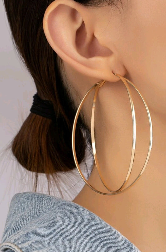 Gold - Large Double Hoop Earrings