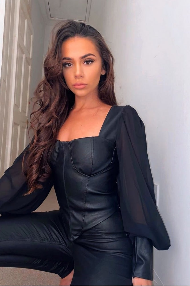 Black - Vegan Leather Long Sleeve - Adami Dolls